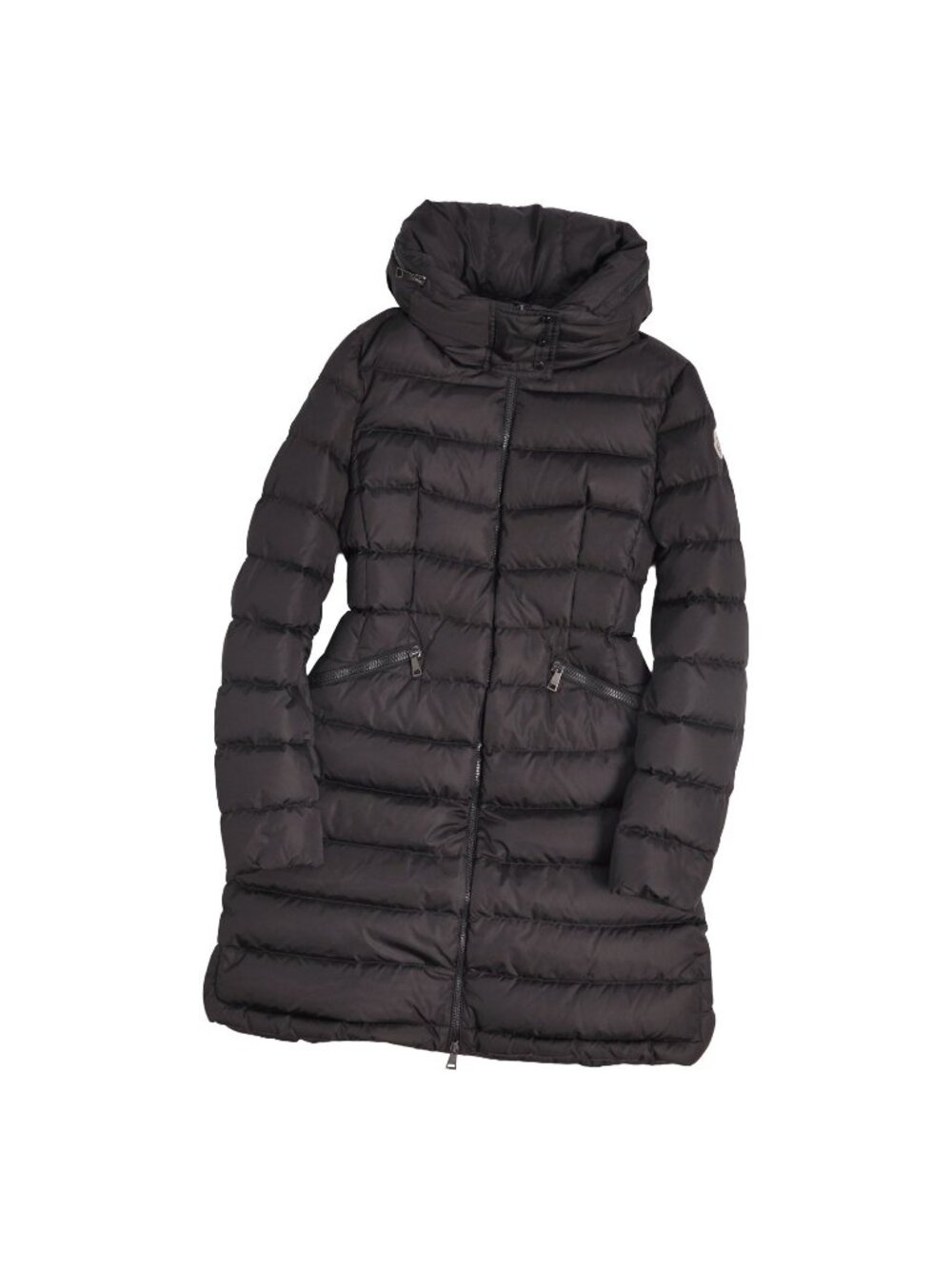 Moncler Coat Long Flammette Down Zip-up Nylon Black 00